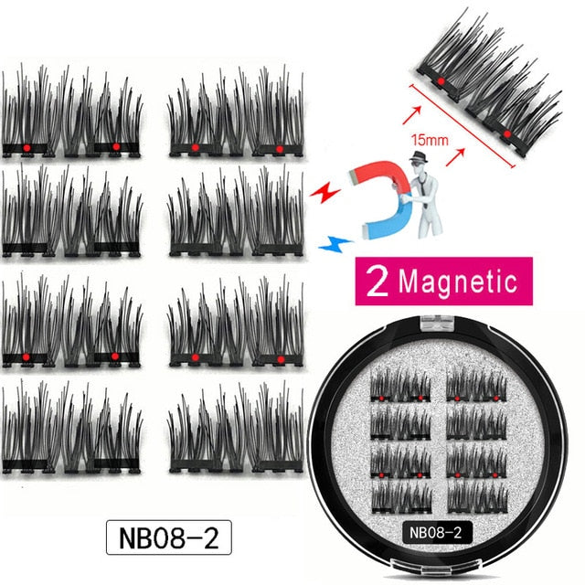 LEKOFO 8Pcs Magnetic Eyelashes With 2 magnetic lashes 3D False Natural For Mink Eye lashes Extension Long faux cils magnetique