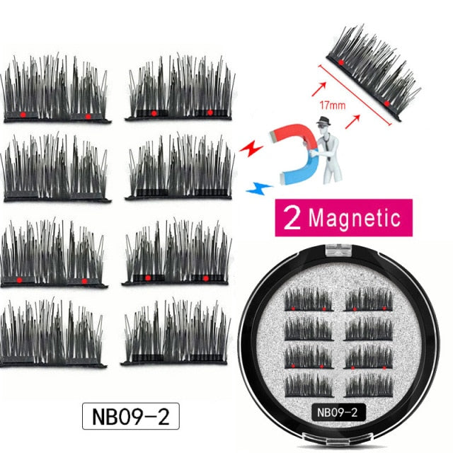 LEKOFO 8Pcs Magnetic Eyelashes With 2 magnetic lashes 3D False Natural For Mink Eye lashes Extension Long faux cils magnetique