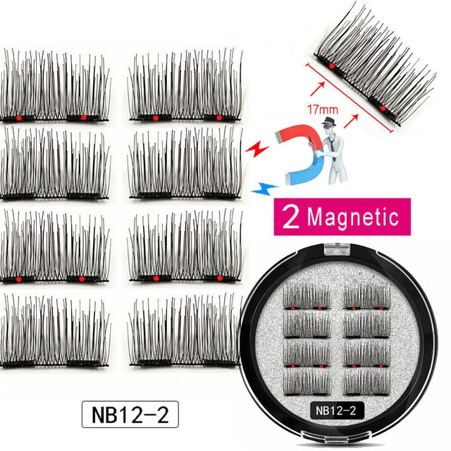 LEKOFO 8Pcs Magnetic Eyelashes With 2 magnetic lashes 3D False Natural For Mink Eye lashes Extension Long faux cils magnetique