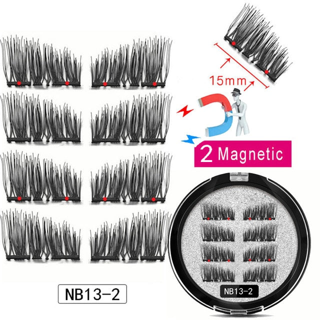 LEKOFO 8Pcs Magnetic Eyelashes With 2 magnetic lashes 3D False Natural For Mink Eye lashes Extension Long faux cils magnetique