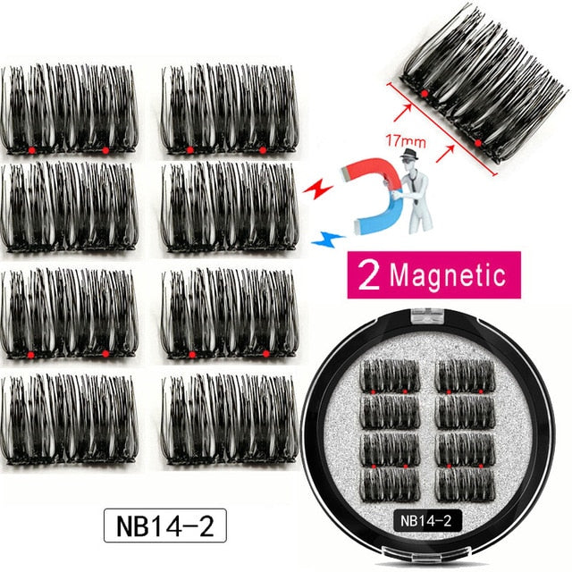 LEKOFO 8Pcs Magnetic Eyelashes With 2 magnetic lashes 3D False Natural For Mink Eye lashes Extension Long faux cils magnetique