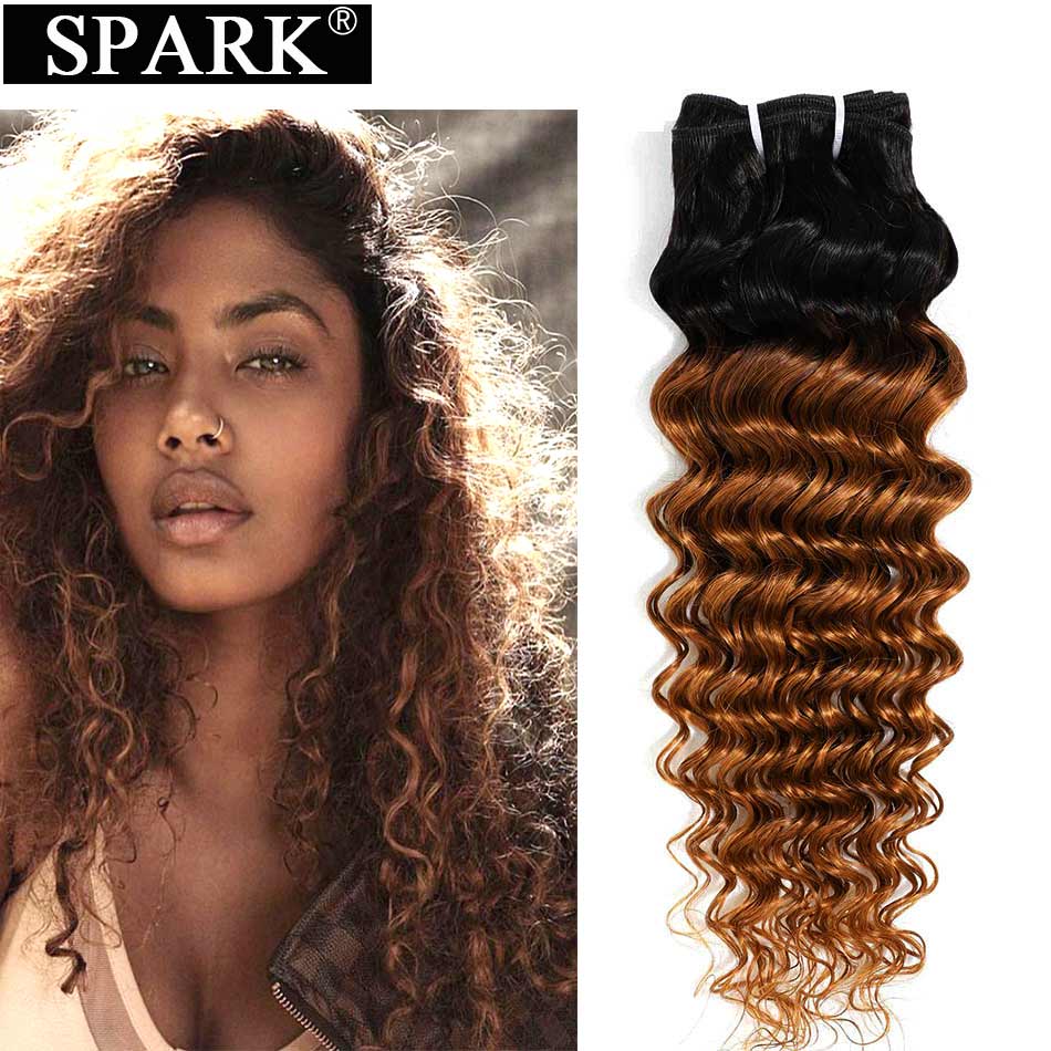 Spark Three Tone Ombre Brazilian Deep Wave Human Hair