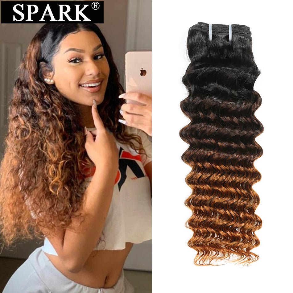 Spark Three Tone Ombre Brazilian Deep Wave Human Hair