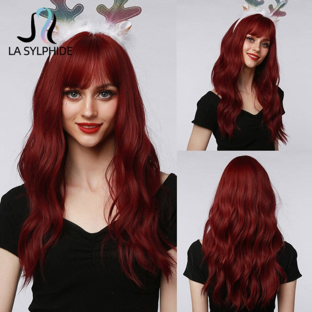 Long Wave Root Black Ombre Pink Synthetic Hair Wig - Heat Resistant