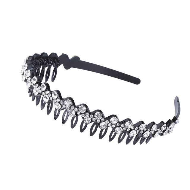 Unisex Alice Hairband Bezel Headband Men Women Sports Hair Band Hoop Top Metal Double Bangs Flower Rhinestone Hair Accessories