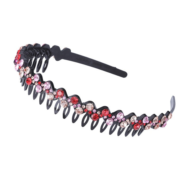 Unisex Alice Hairband Bezel Headband Men Women Sports Hair Band Hoop Top Metal Double Bangs Flower Rhinestone Hair Accessories