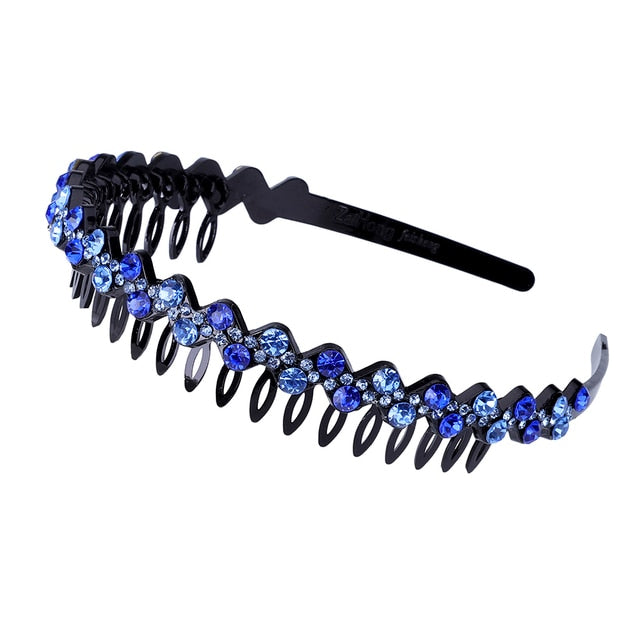 Unisex Alice Hairband Bezel Headband Men Women Sports Hair Band Hoop Top Metal Double Bangs Flower Rhinestone Hair Accessories