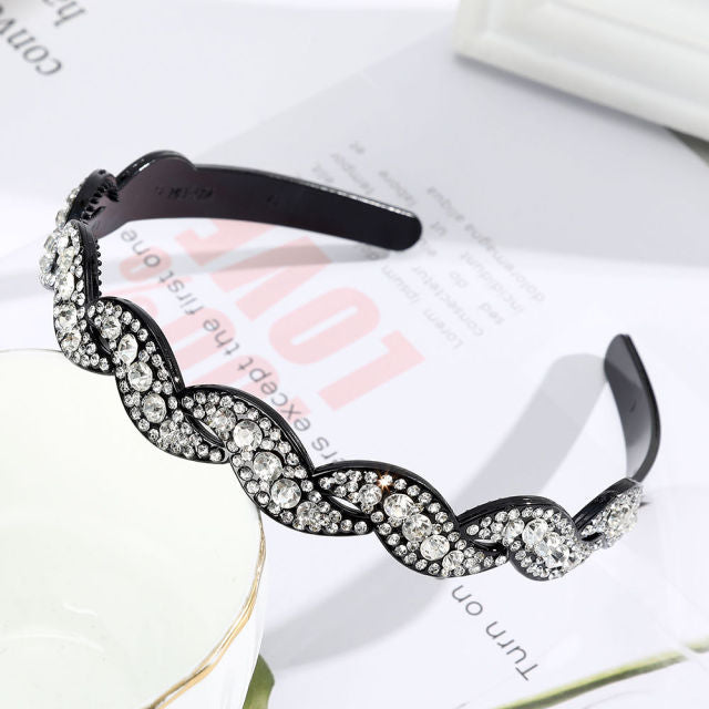 Unisex Alice Hairband Bezel Headband Men Women Sports Hair Band Hoop Top Metal Double Bangs Flower Rhinestone Hair Accessories