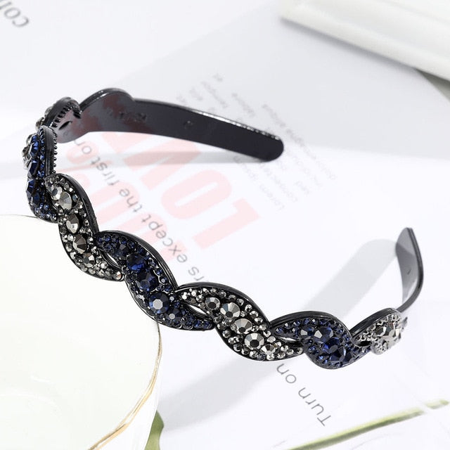 Unisex Alice Hairband Bezel Headband Men Women Sports Hair Band Hoop Top Metal Double Bangs Flower Rhinestone Hair Accessories