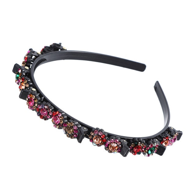 Unisex Alice Hairband Bezel Headband Men Women Sports Hair Band Hoop Top Metal Double Bangs Flower Rhinestone Hair Accessories