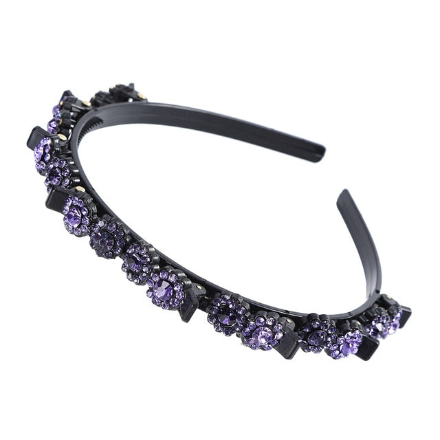 Unisex Alice Hairband Bezel Headband Men Women Sports Hair Band Hoop Top Metal Double Bangs Flower Rhinestone Hair Accessories