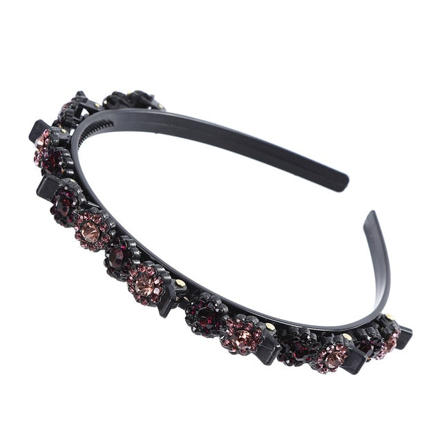 Unisex Alice Hairband Bezel Headband Men Women Sports Hair Band Hoop Top Metal Double Bangs Flower Rhinestone Hair Accessories