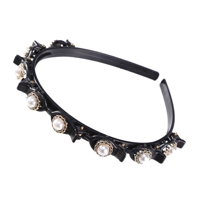 Unisex Alice Hairband Bezel Headband Men Women Sports Hair Band Hoop Top Metal Double Bangs Flower Rhinestone Hair Accessories