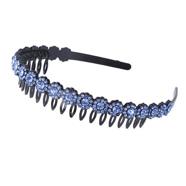 Unisex Alice Hairband Bezel Headband Men Women Sports Hair Band Hoop Top Metal Double Bangs Flower Rhinestone Hair Accessories