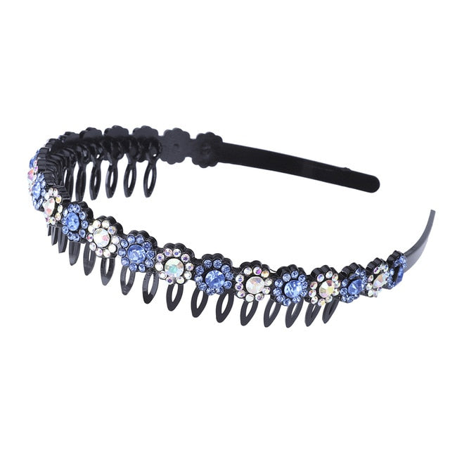 Unisex Alice Hairband Bezel Headband Men Women Sports Hair Band Hoop Top Metal Double Bangs Flower Rhinestone Hair Accessories