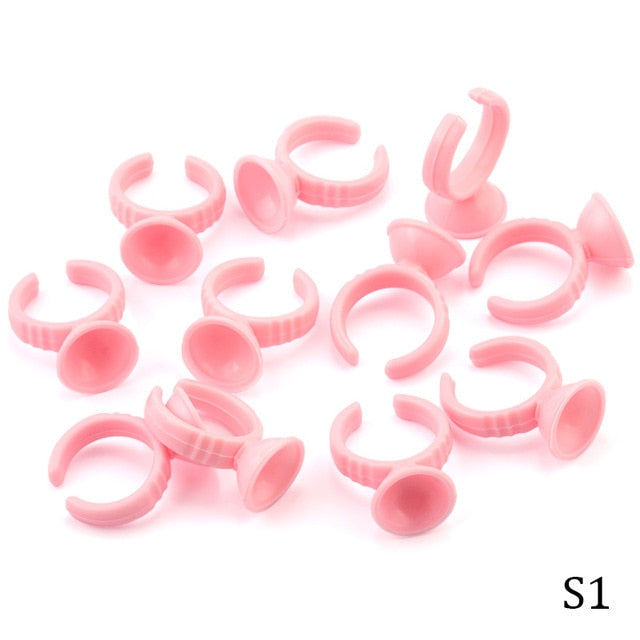 Wholesale 50/100Pcs Disposable Eyelash Extension Glue Rings,Eyelash Extension Glue Holder Holder glue container Tattoo Pigment