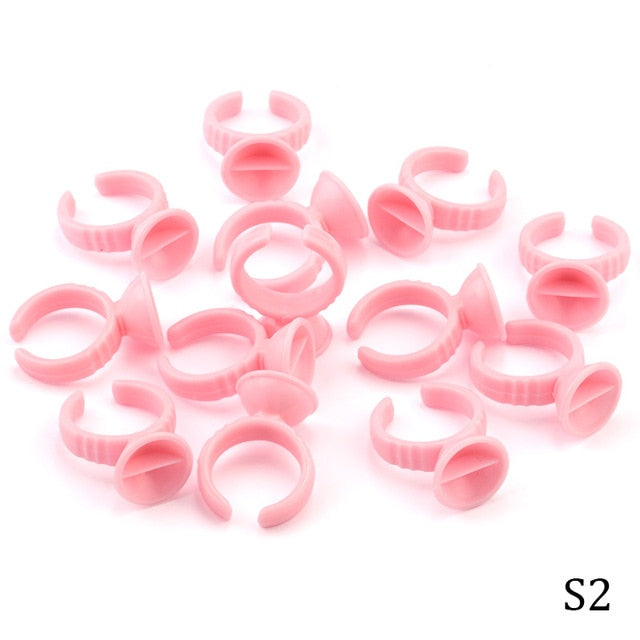 Wholesale 50/100Pcs Disposable Eyelash Extension Glue Rings,Eyelash Extension Glue Holder Holder glue container Tattoo Pigment