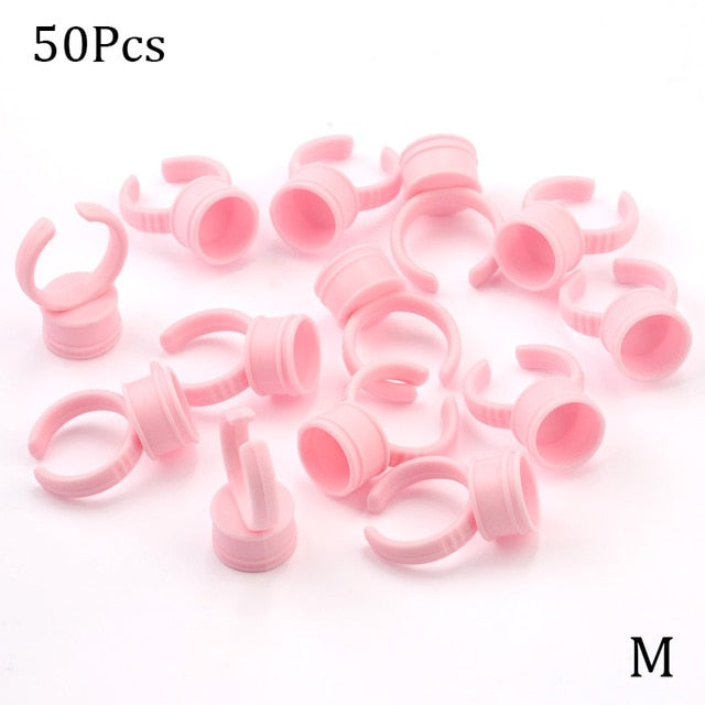 Wholesale 50/100Pcs Disposable Eyelash Extension Glue Rings,Eyelash Extension Glue Holder Holder glue container Tattoo Pigment