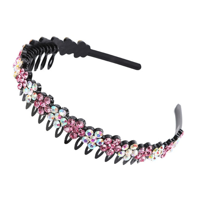 Unisex Alice Hairband Bezel Headband Men Women Sports Hair Band Hoop Top Metal Double Bangs Flower Rhinestone Hair Accessories