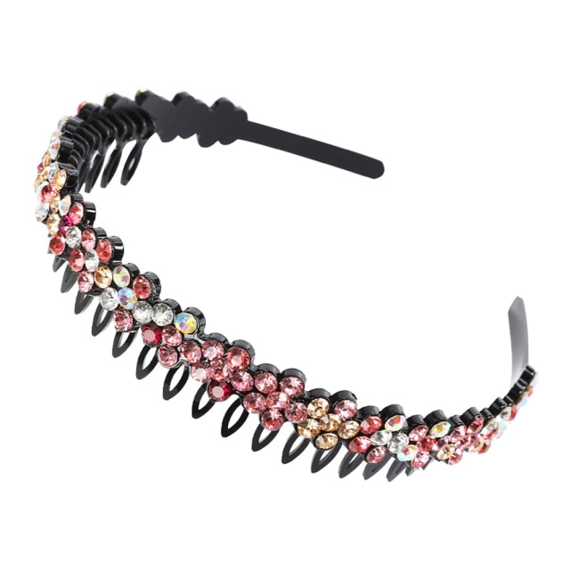 Unisex Alice Hairband Bezel Headband Men Women Sports Hair Band Hoop Top Metal Double Bangs Flower Rhinestone Hair Accessories