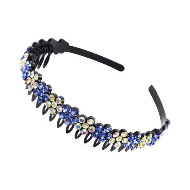 Unisex Alice Hairband Bezel Headband Men Women Sports Hair Band Hoop Top Metal Double Bangs Flower Rhinestone Hair Accessories