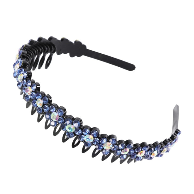 Unisex Alice Hairband Bezel Headband Men Women Sports Hair Band Hoop Top Metal Double Bangs Flower Rhinestone Hair Accessories