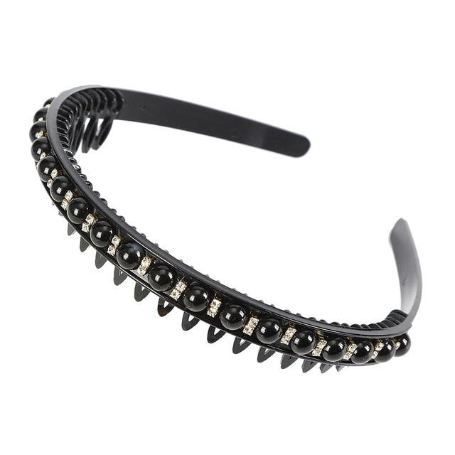 Unisex Alice Hairband Bezel Headband Men Women Sports Hair Band Hoop Top Metal Double Bangs Flower Rhinestone Hair Accessories