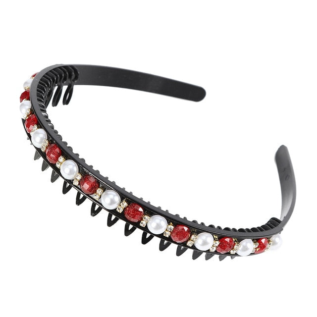 Unisex Alice Hairband Bezel Headband Men Women Sports Hair Band Hoop Top Metal Double Bangs Flower Rhinestone Hair Accessories