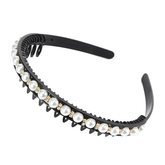 Unisex Alice Hairband Bezel Headband Men Women Sports Hair Band Hoop Top Metal Double Bangs Flower Rhinestone Hair Accessories