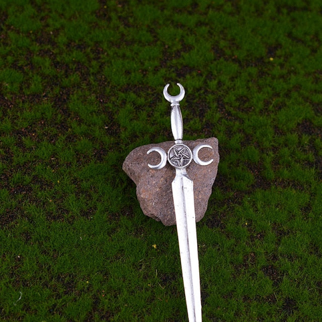 Witch Sword Crescent Moon Goddess Hair Stick Jewelry For Women