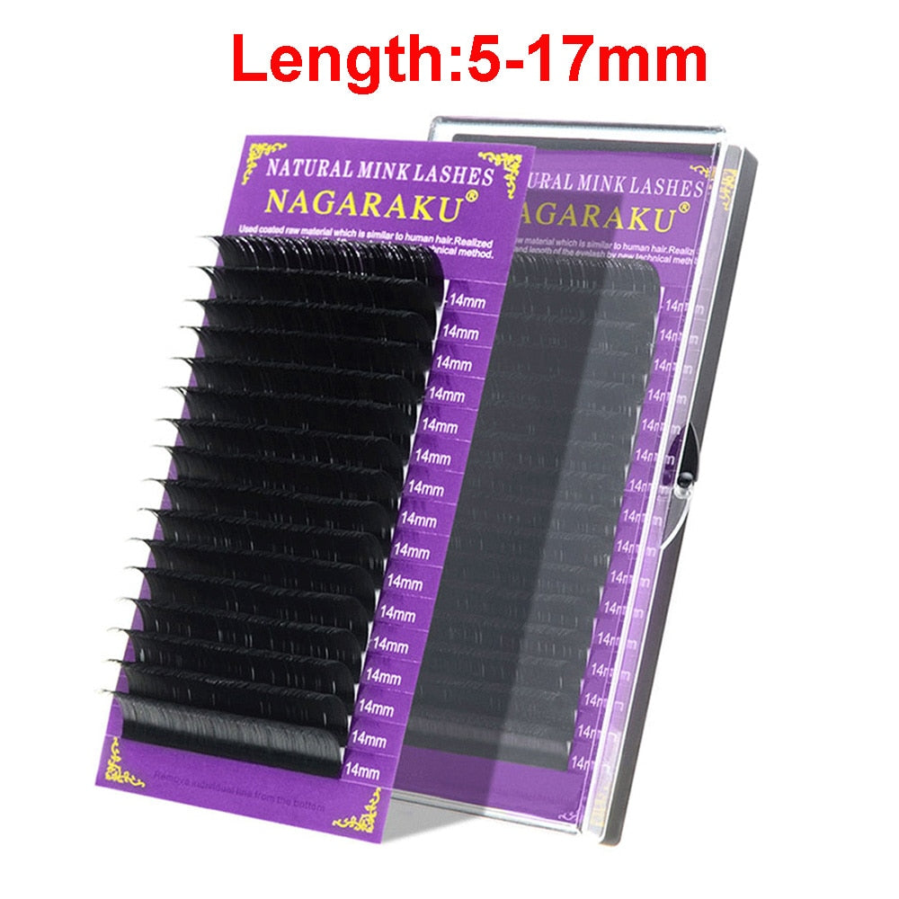 NAGARAKU 5mm-17mm C/D Mink Eyelash Extension Faux Mink Individual Eyelashes Natural Eyelashes Cilia Lashes For Professionals