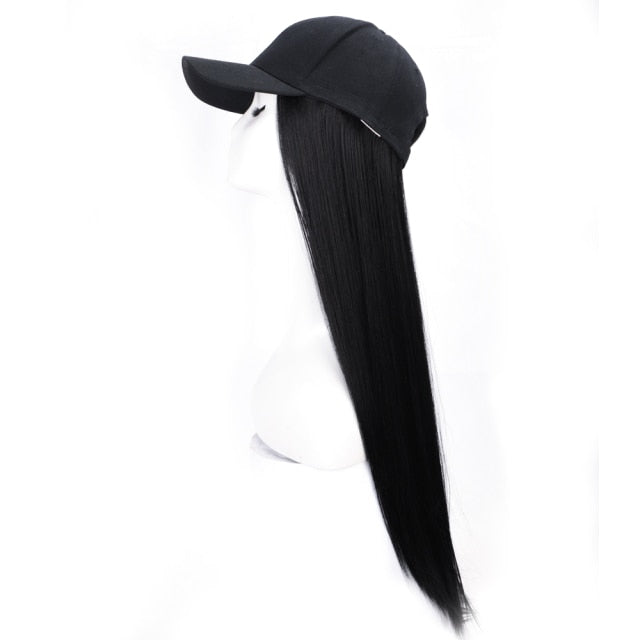 Long Synthetic Baseball Cap Hair Wigs