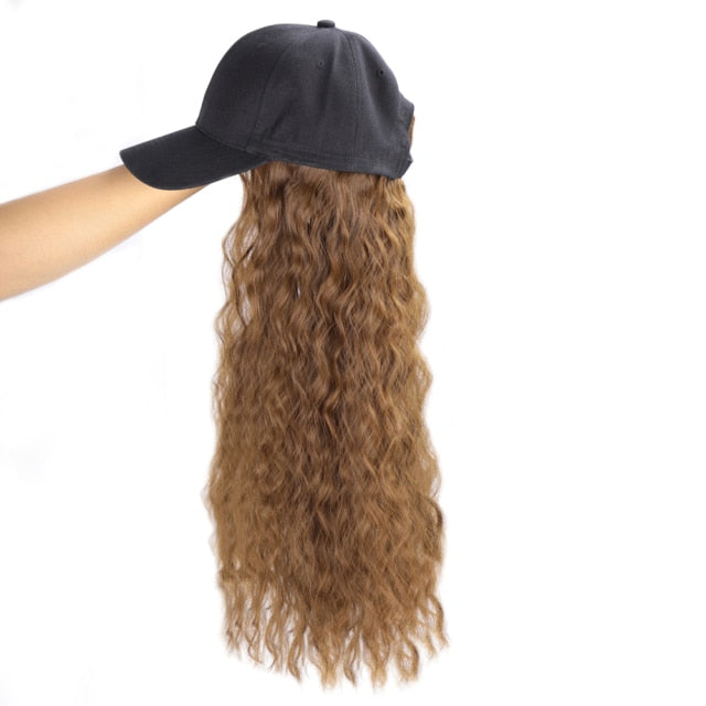 Long Synthetic Baseball Cap Hair Wigs