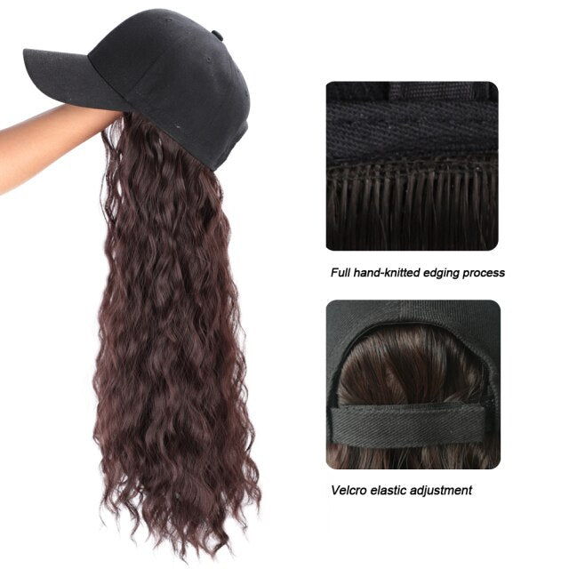 Long Synthetic Baseball Cap Hair Wigs