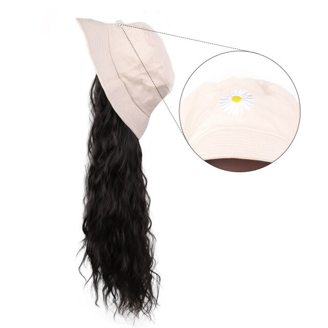 Long Synthetic Baseball Cap Hair Wigs