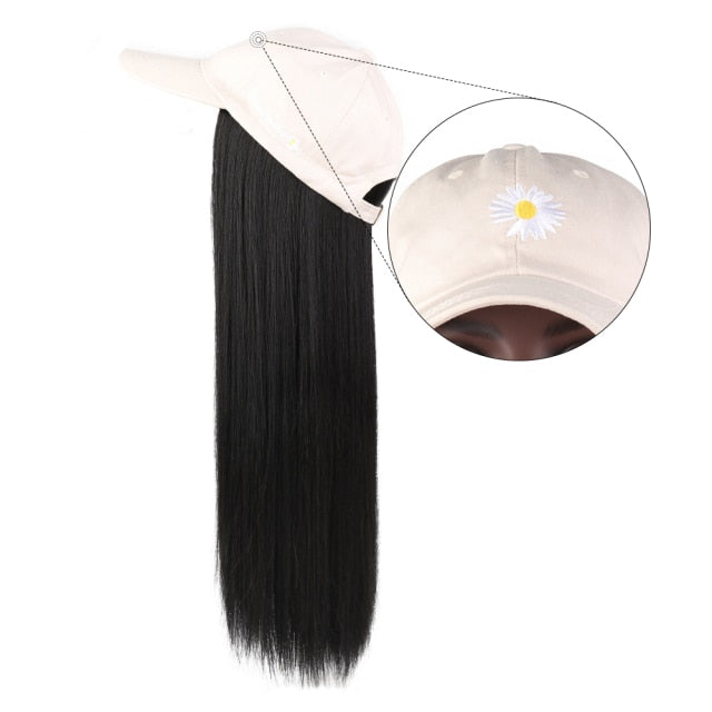 Long Synthetic Baseball Cap Hair Wigs