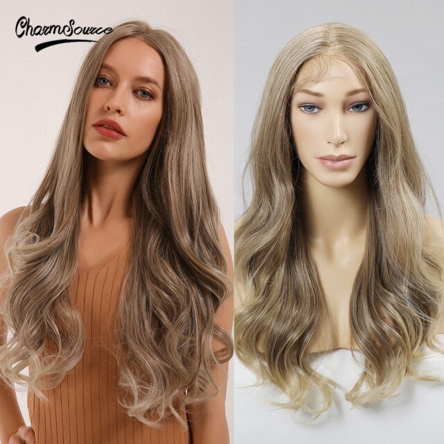 Swiss Lace Long Wavy Blonde Wigs