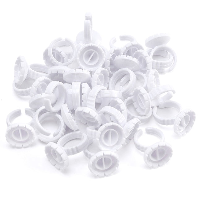 Wholesale 50/100Pcs Disposable Eyelash Extension Glue Rings,Eyelash Extension Glue Holder Holder glue container Tattoo Pigment