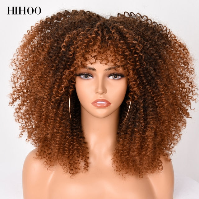 Natural Glueless Short Hair Afro Curly Wig