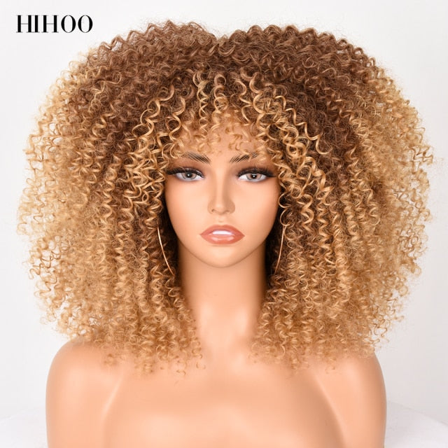 Natural Glueless Short Hair Afro Curly Wig