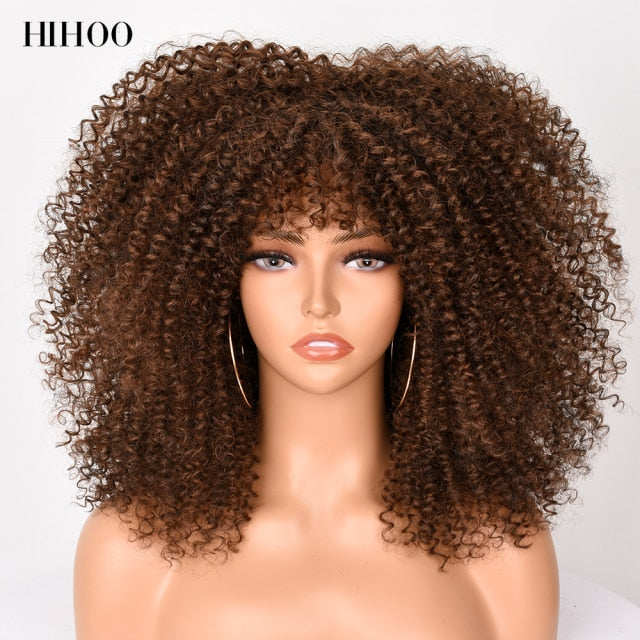 Natural Glueless Short Hair Afro Curly Wig