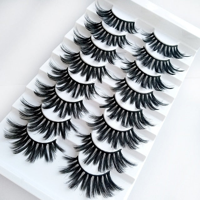 HBZGTLAD 2/5/8 Pairs 3D Mink Hair False Eyelashes Natural/Thick Long Eye Lashes Wispy Makeup Beauty Extension Tools