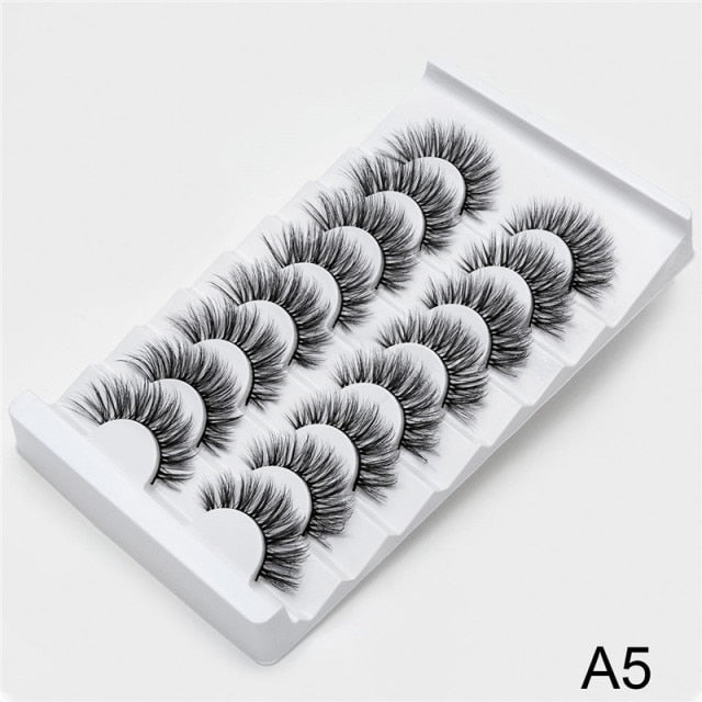 New 5/8 pairs natural 3d faux mink eyelashes extension