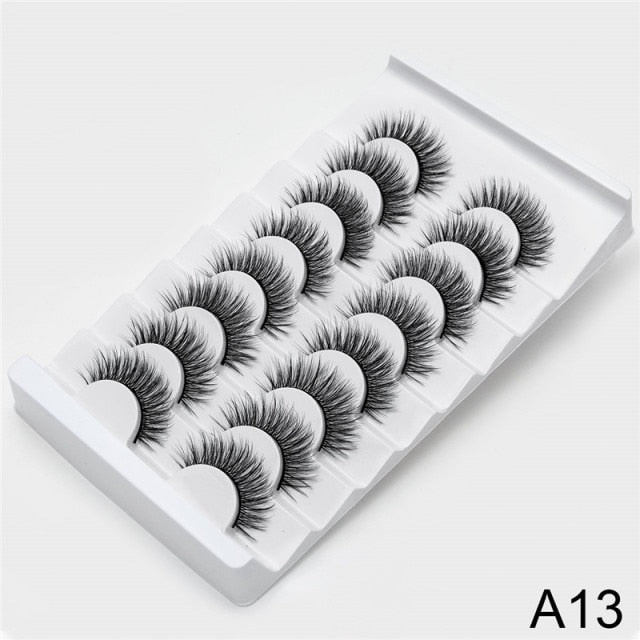 New 5/8 pairs natural 3d faux mink eyelashes extension