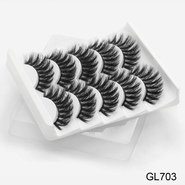 New 5/8 pairs natural 3d faux mink eyelashes extension