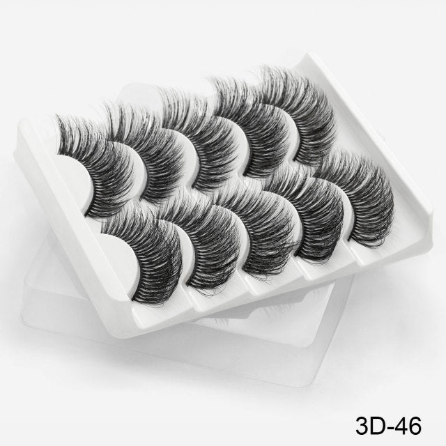 New 5/8 pairs natural 3d faux mink eyelashes extension