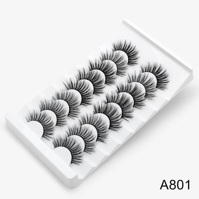 New 5/8 pairs natural 3d faux mink eyelashes extension