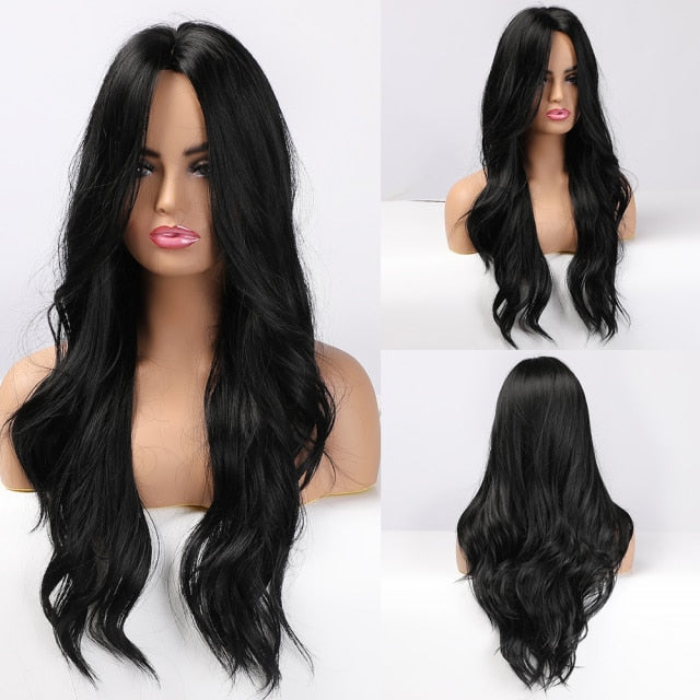 Synthetic Long Body Wave Ombre Brown Wigs