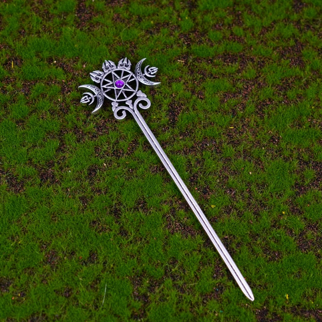 Witch Sword Crescent Moon Goddess Hair Stick Jewelry For Women