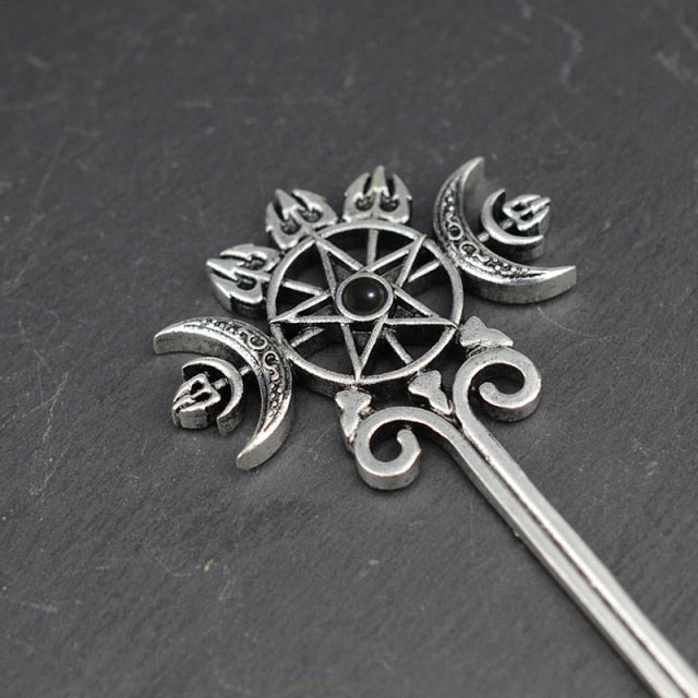 Witch Sword Crescent Moon Goddess Hair Stick Jewelry For Women
